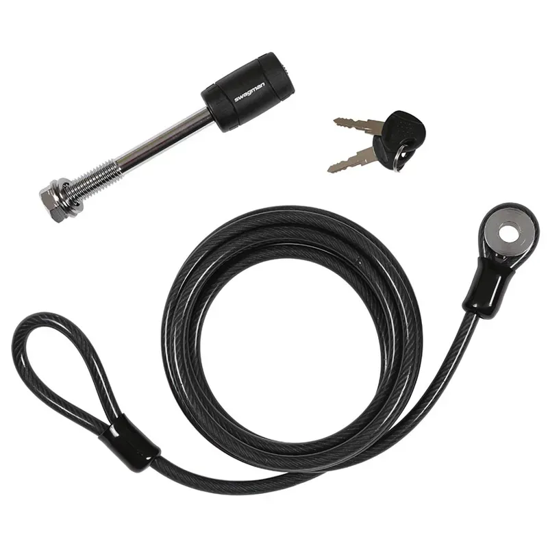 Swagman Locking 5/8in Threaded Hitch Pin w/7.5ft Cable in Black