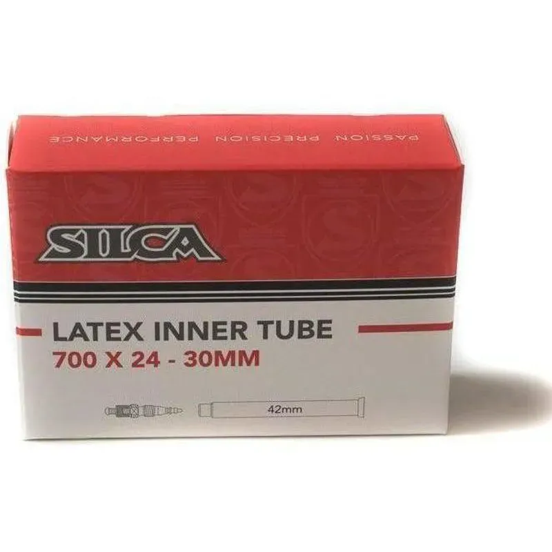 Silca Latex Tube 700 x 24-30mm 42mm valve + 40mm extender and speed shield