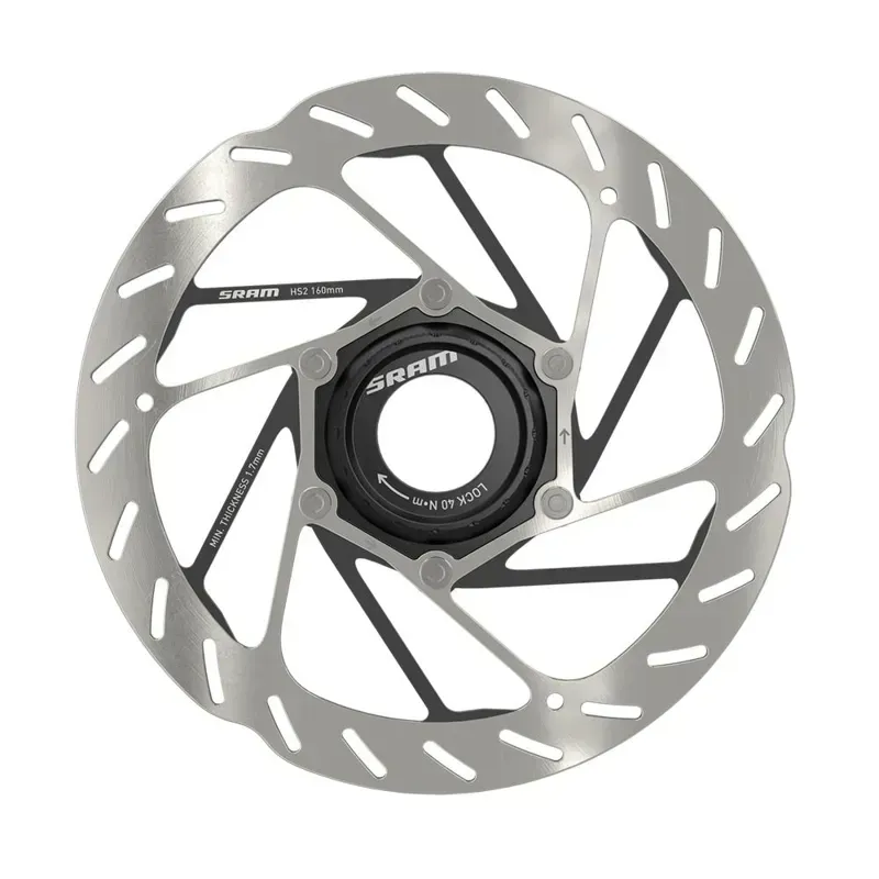 SRAM HS2 Disc Brake Rotor - 180mm Center Lock Rounded Silver/ Black 180